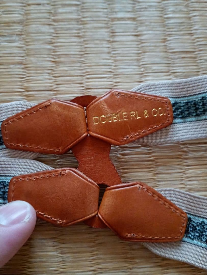 レア柄　RRL ストライプ サスペンダー レザー 牛革 ベルト ボルチモア