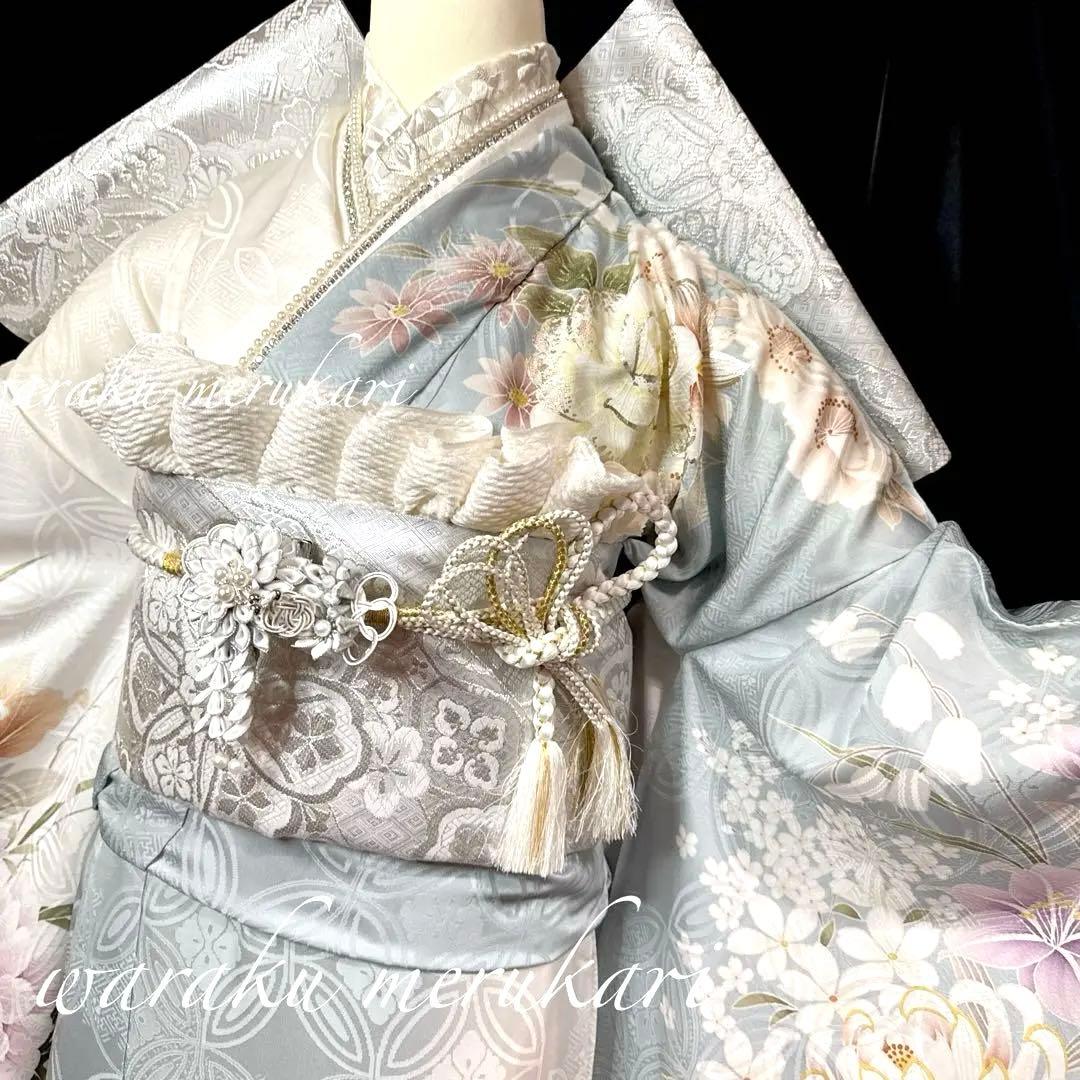 ♦︎くすみ振袖♦︎金彩加工♦︎豪華刺繍♦︎牡丹菊紋♦︎成人式♦︎フルセット♦︎フルオーダー特急