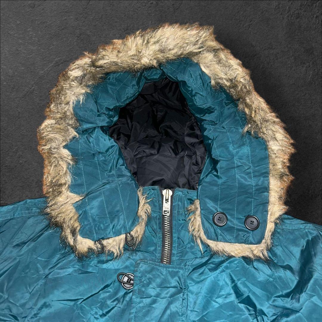 00s Reebok NFL オンフィールド 刺繍ロゴファー付き中綿ジャケット