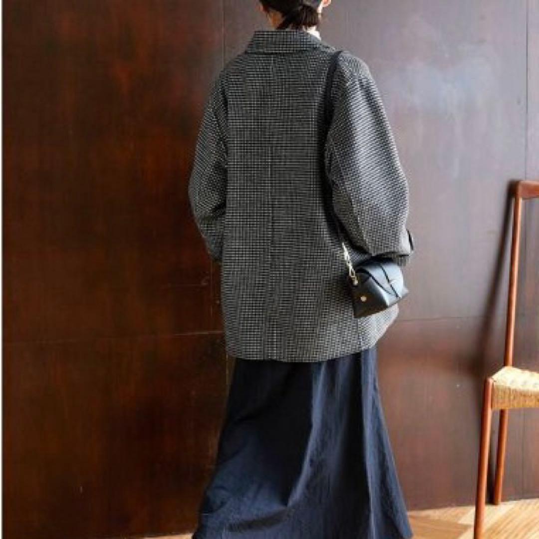 極美品 レリューム 23AW ゆったり ウールナイロンリバージャケット 千鳥柄