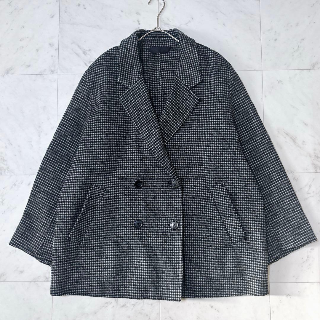 極美品 レリューム 23AW ゆったり ウールナイロンリバージャケット 千鳥柄