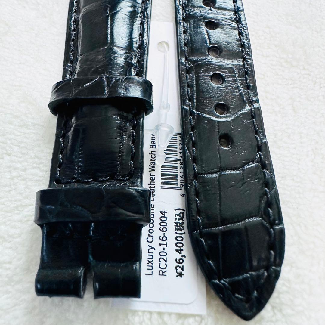 6003#20mm-16mmブラック★本物クロコダイルベルト★スイス製
