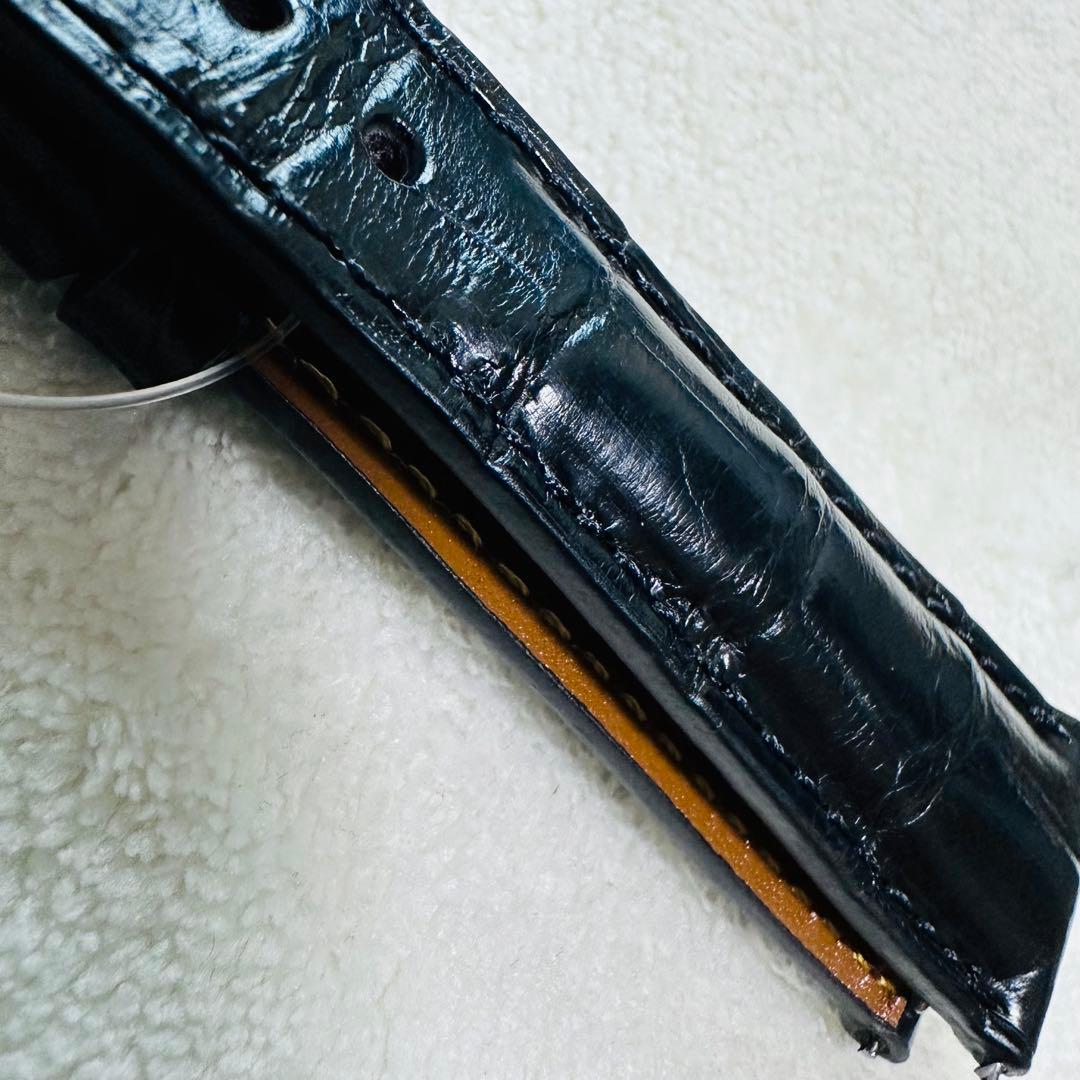 6003#20mm-16mmブラック★本物クロコダイルベルト★スイス製