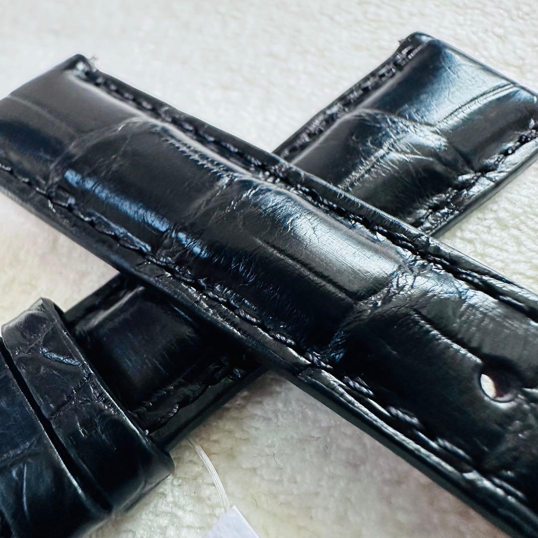 6003#20mm-16mmブラック★本物クロコダイルベルト★スイス製