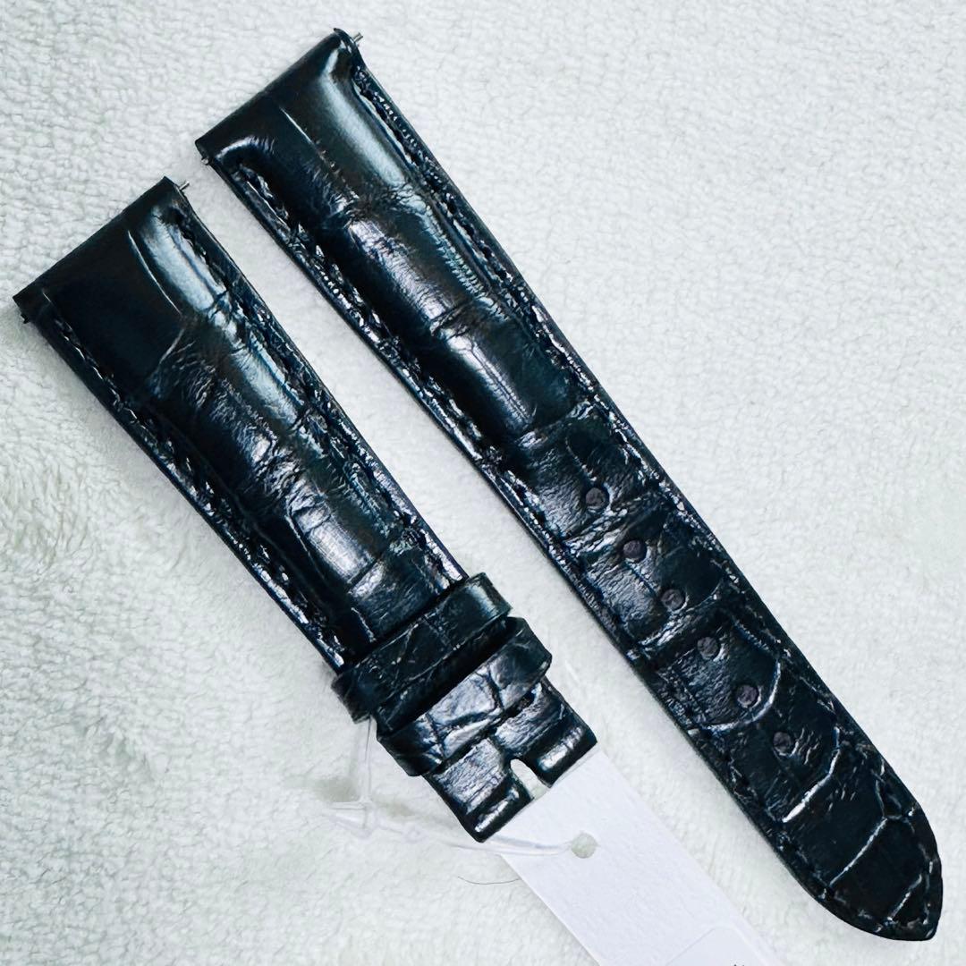 6003#20mm-16mmブラック★本物クロコダイルベルト★スイス製