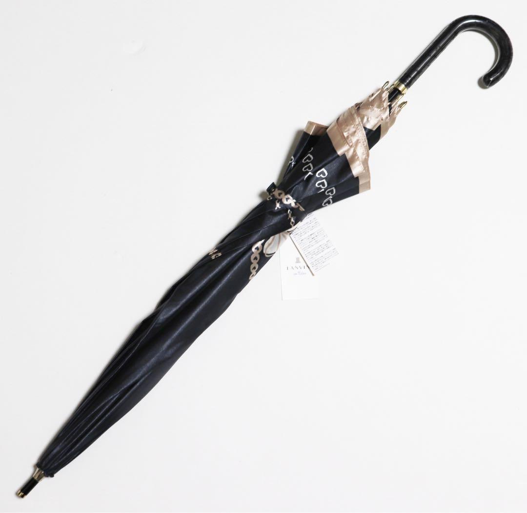 《ランバン オン ブルー》新品 ハート・大きなリボン柄 ャンプ長傘 雨傘 8本骨