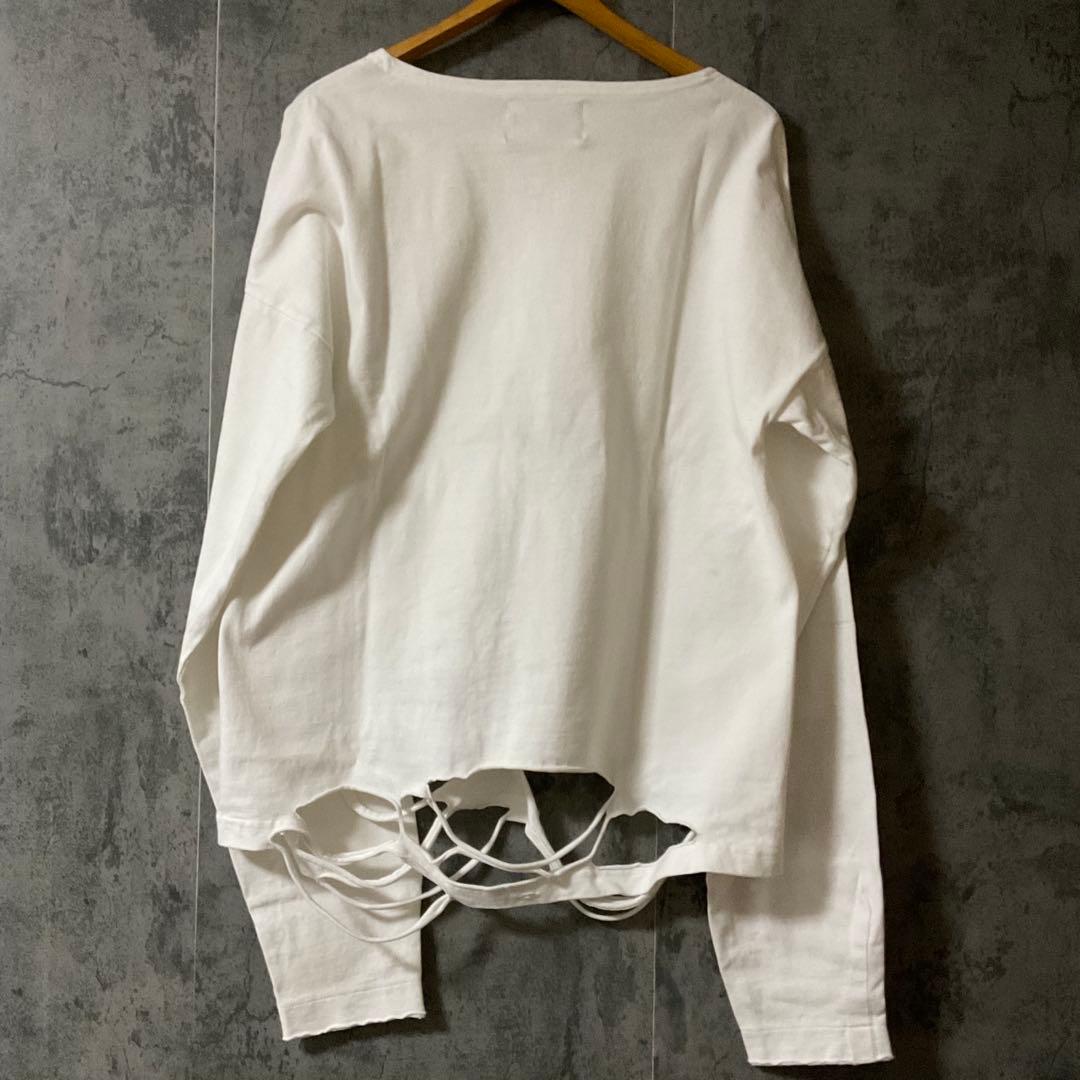 【GRANCY】 ラインストーンデザイングラフィックダメージロンT Mサイズ