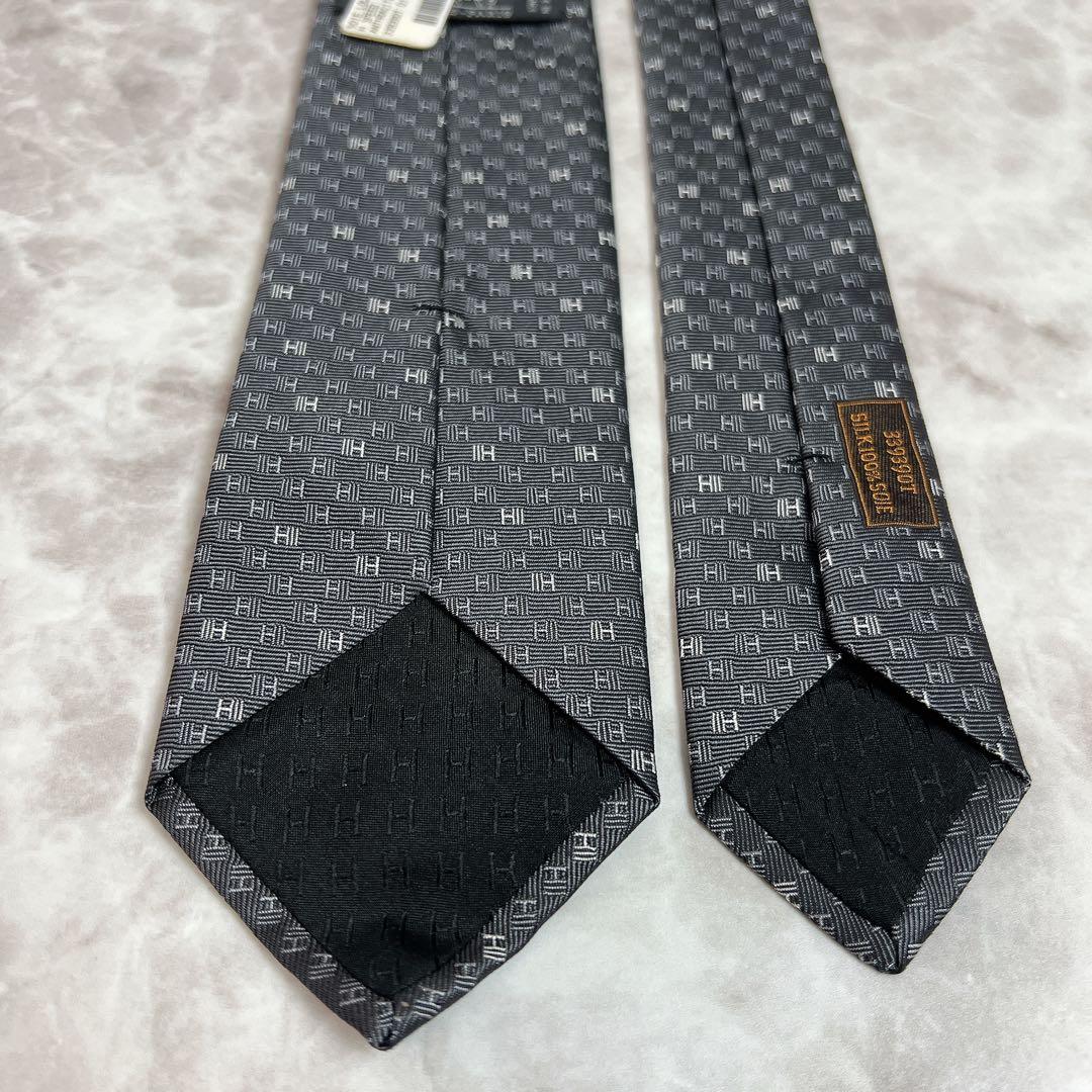 HERMES エルメス ネクタイ H柄 ファソネ ジャガード 肉厚 細身