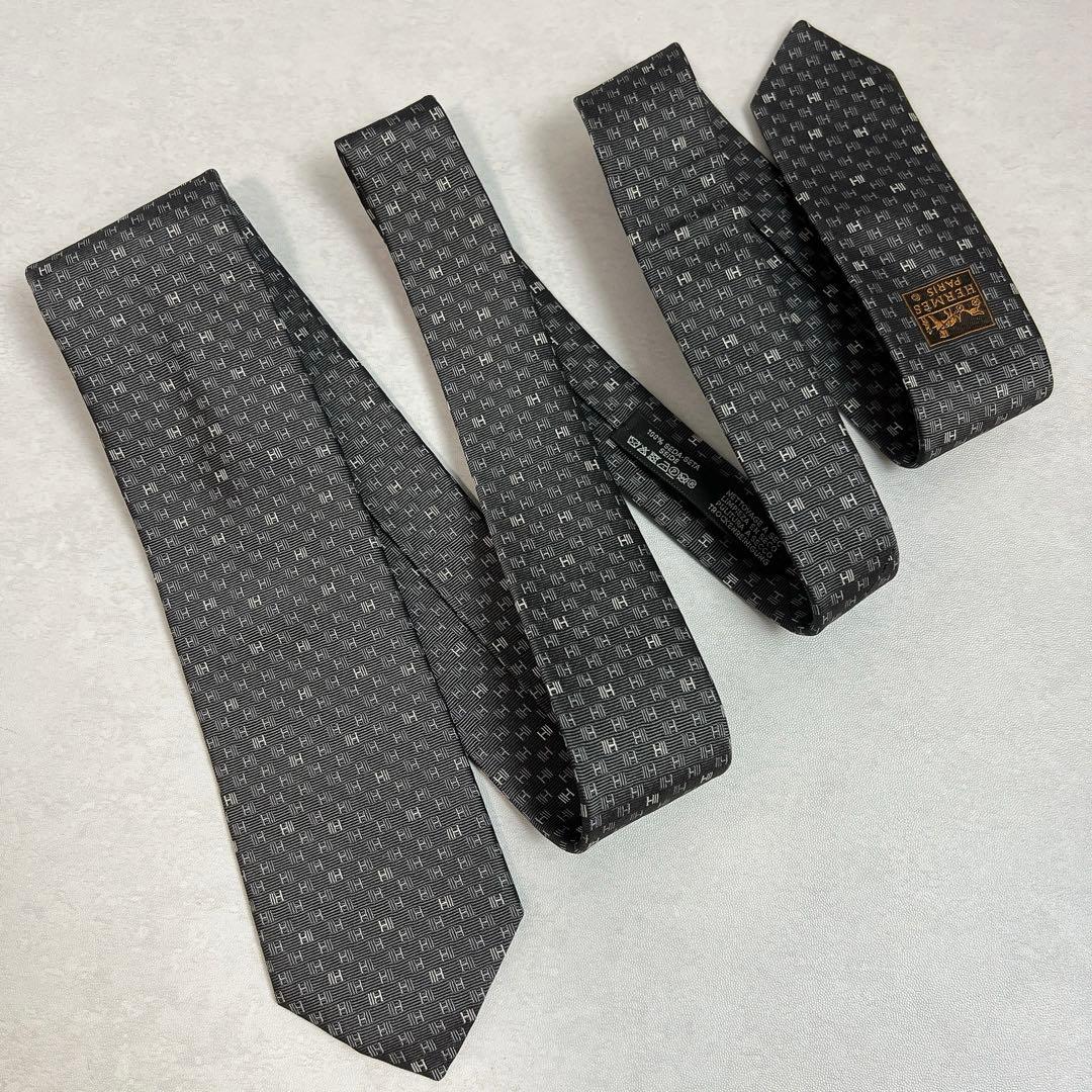HERMES エルメス ネクタイ H柄 ファソネ ジャガード 肉厚 細身