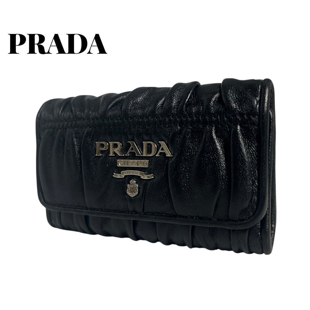 希少✨PRADA プラダ キーケース 6連 ナッパレザー ロゴ金具 ブラック
