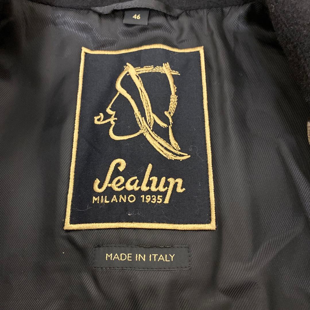 SEALUP ウールピーコート 黒 ダブルブレスト
