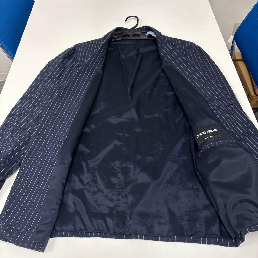 GIORGIO ARMANI ネイビー ストライプ ビジネススーツ セット48R