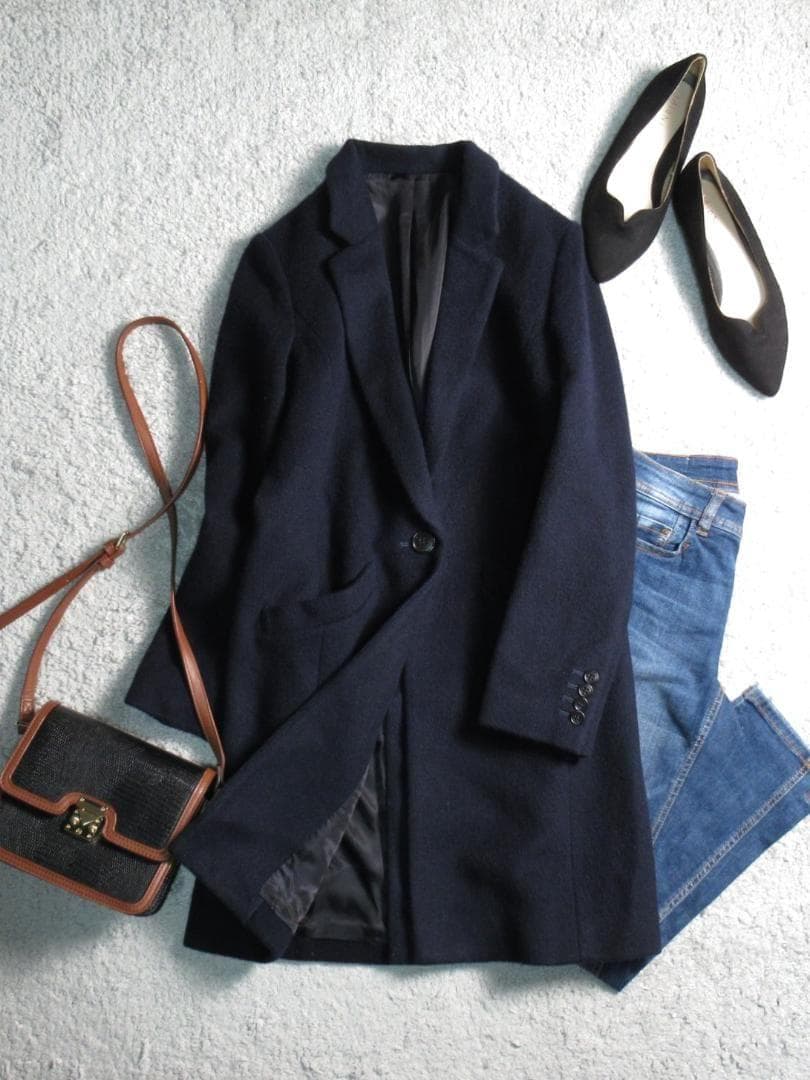 アルアバイル アンゴラブレンド チェスターコート Ⅰ 紺 上質 上品 秋冬