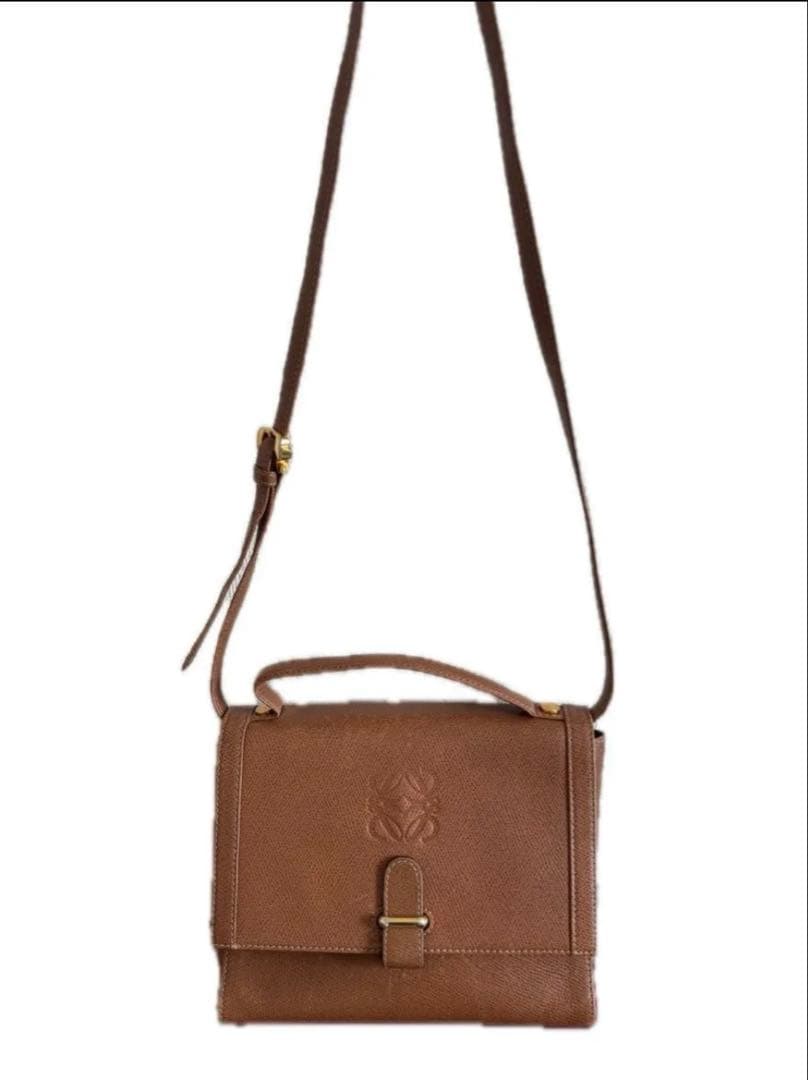 LOEWE ロエベ アナグラム レザー ハンドバッグ ショルダーバッグ　ブラウン