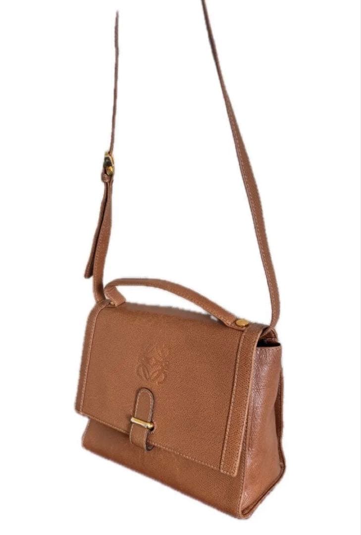 LOEWE ロエベ アナグラム レザー ハンドバッグ ショルダーバッグ　ブラウン