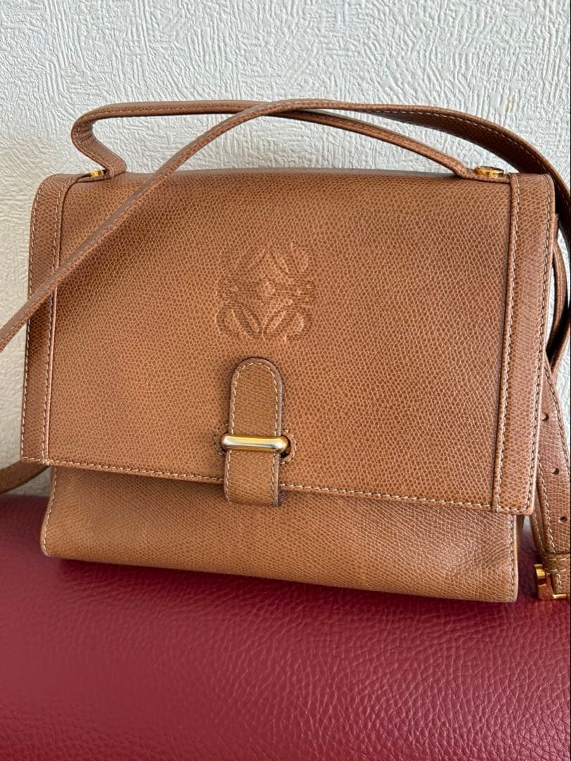 LOEWE ロエベ アナグラム レザー ハンドバッグ ショルダーバッグ　ブラウン