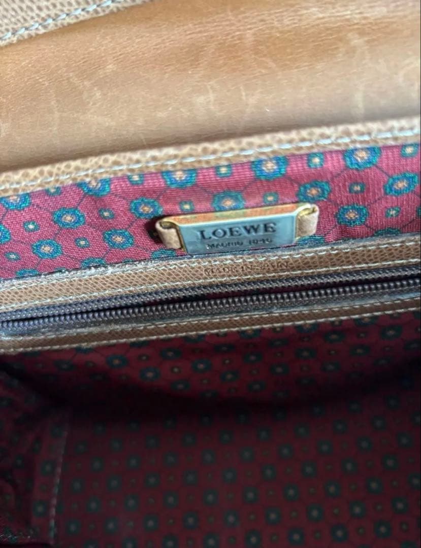 LOEWE ロエベ アナグラム レザー ハンドバッグ ショルダーバッグ　ブラウン