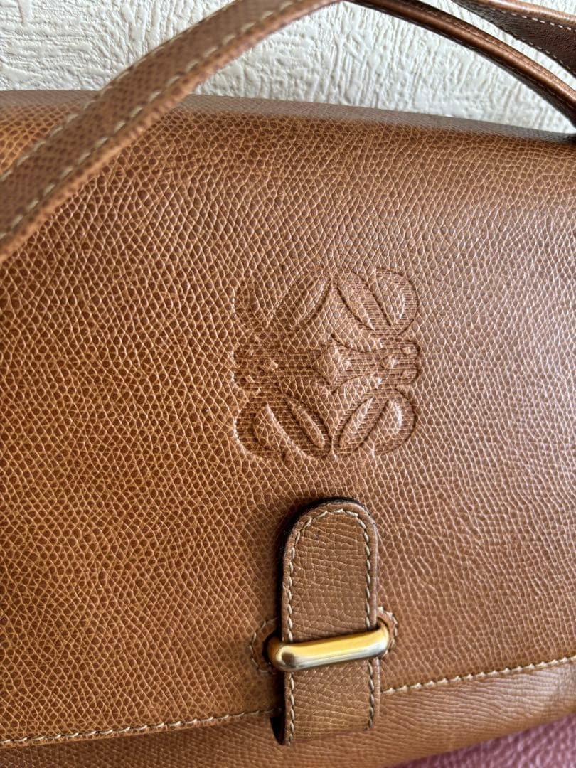 LOEWE ロエベ アナグラム レザー ハンドバッグ ショルダーバッグ　ブラウン