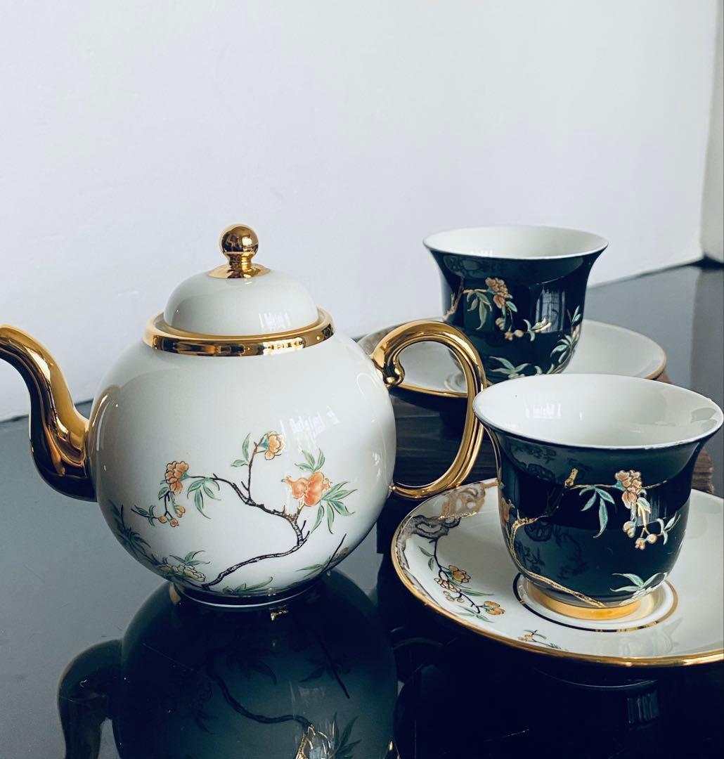 新品◆AURATIC 国瓷永丰源　ティーポット カップ＆ソーサー 高級茶器セット