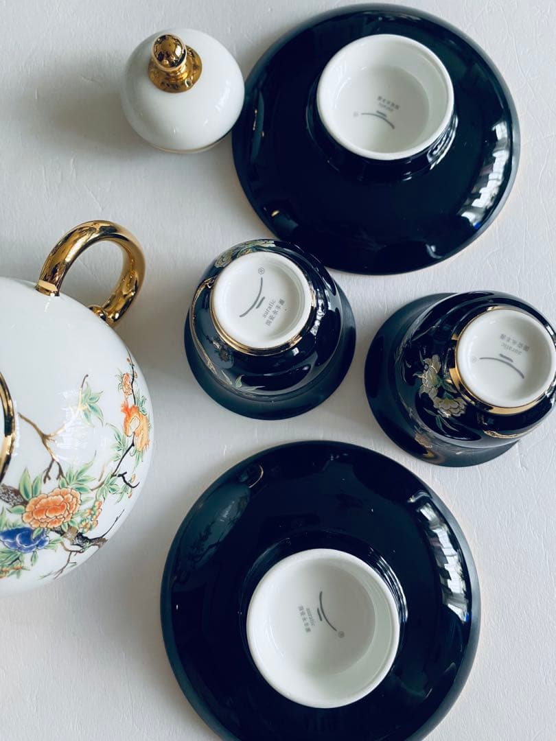 新品◆AURATIC 国瓷永丰源　ティーポット カップ＆ソーサー 高級茶器セット