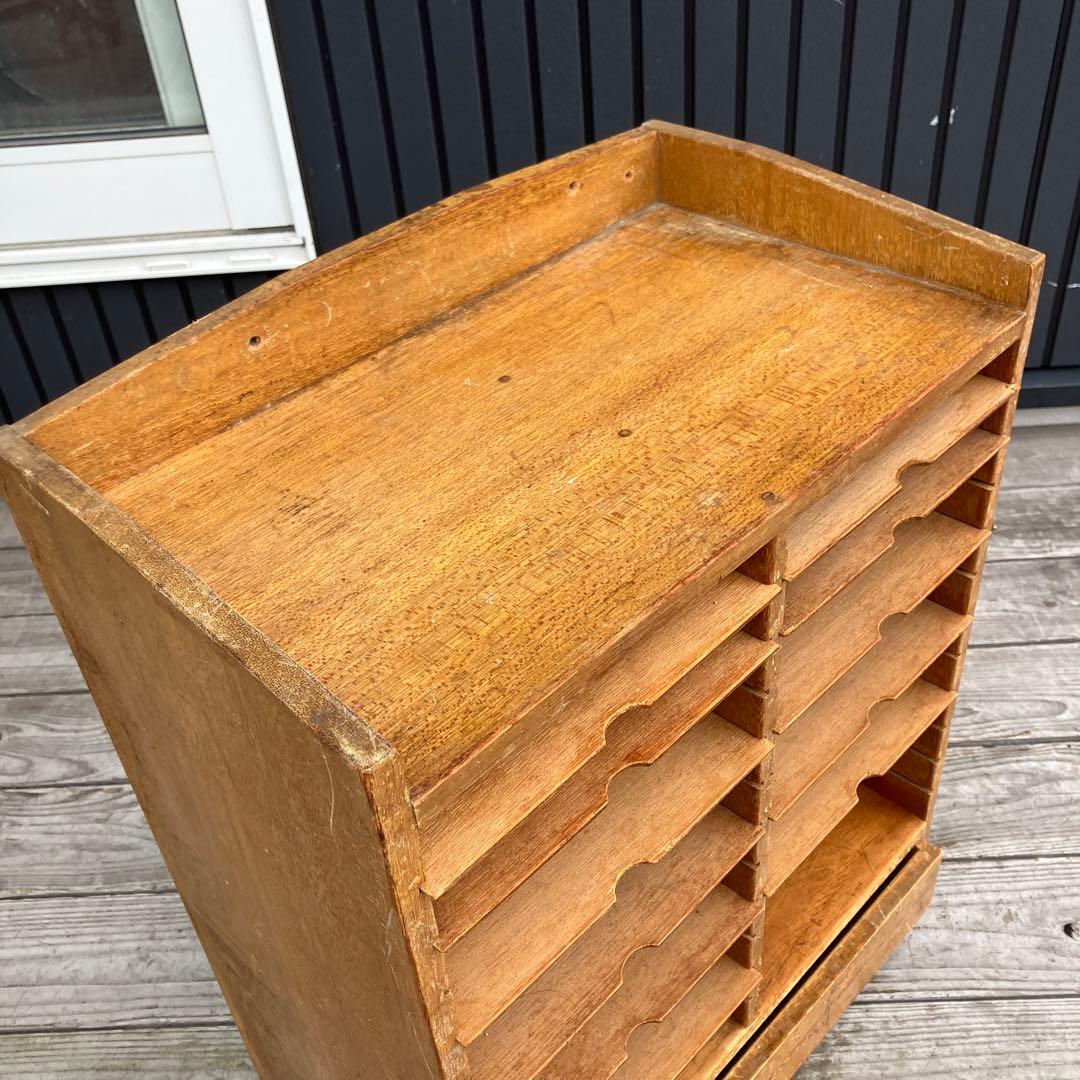 ヴィンテージ 木製 収納棚 10棚 1引き出し