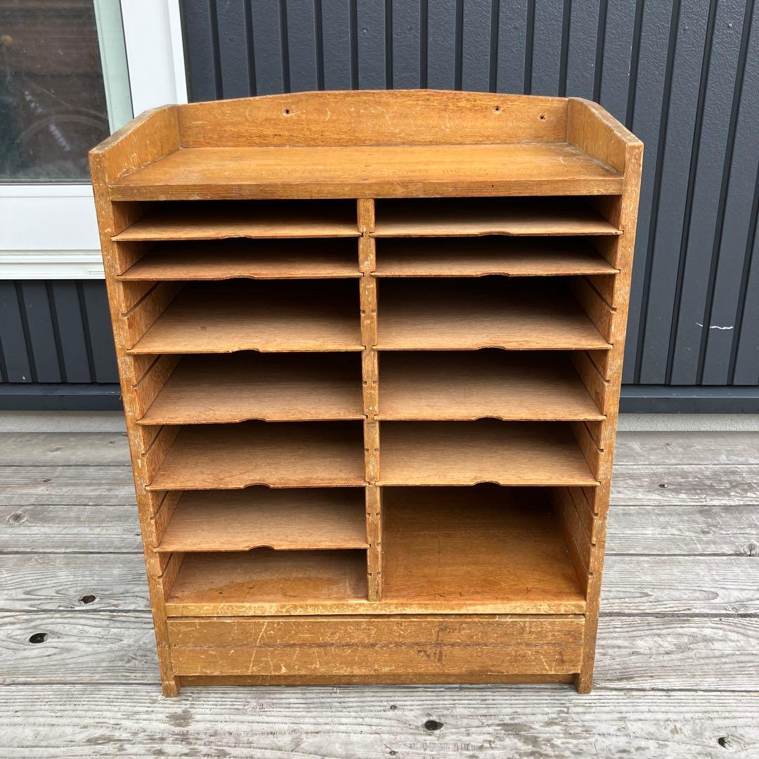 ヴィンテージ 木製 収納棚 10棚 1引き出し
