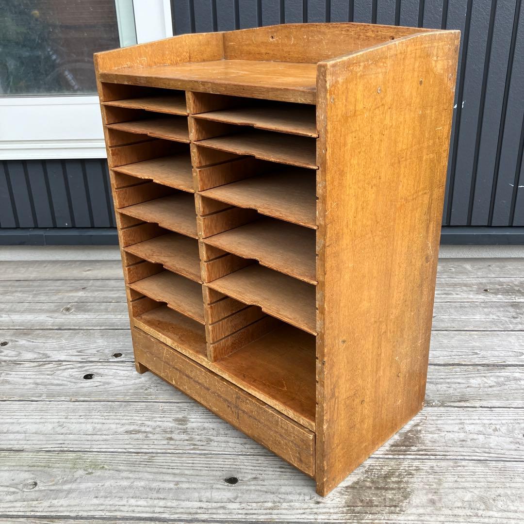 ヴィンテージ 木製 収納棚 10棚 1引き出し