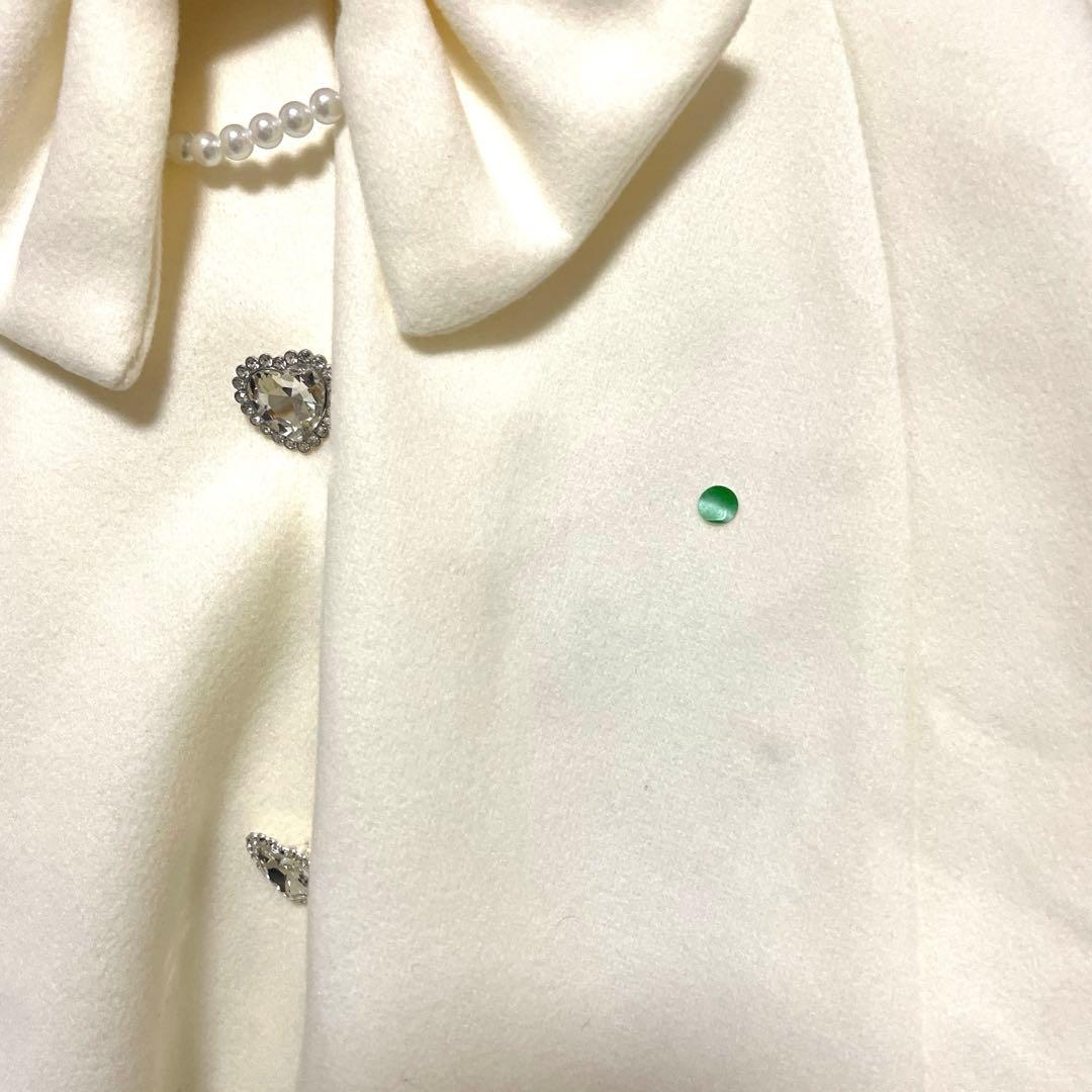 PrincessMelodyリボン付きボリュームファーフードケープコートホワイト