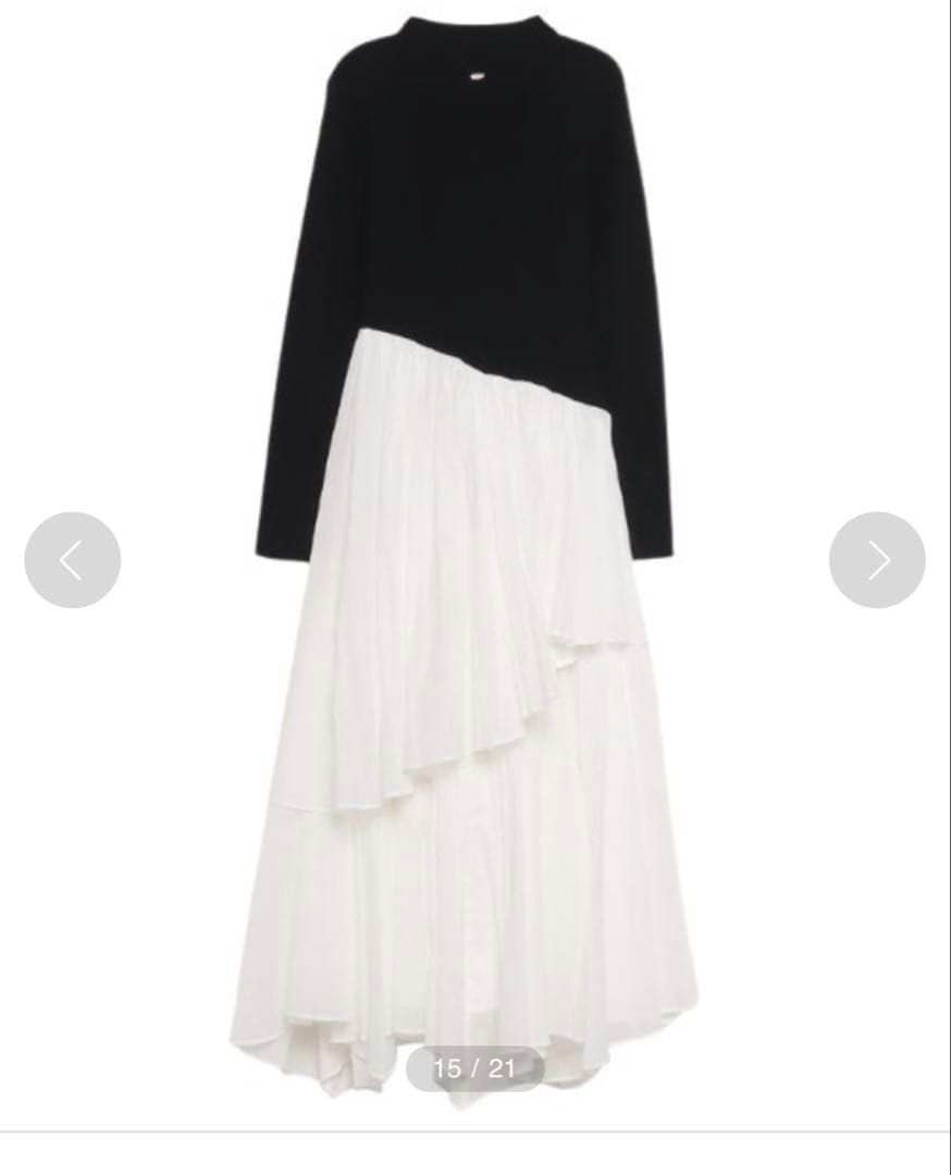 まる　anuans イレギュラーヘムドッキングニットワンピース