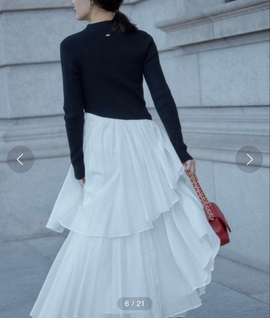 まる　anuans イレギュラーヘムドッキングニットワンピース