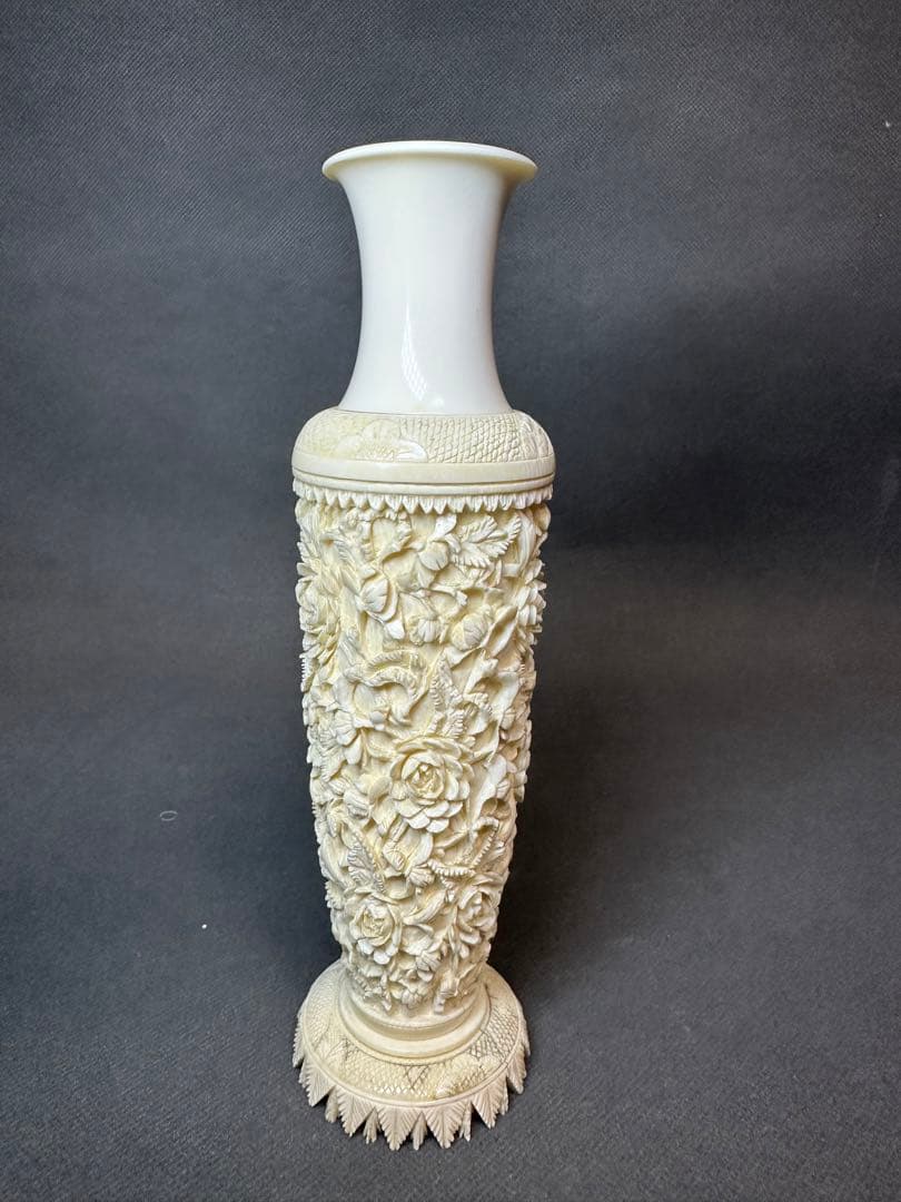 極上　花瓶　牡丹　天然素材　アンティーク　置物　骨董　飾り物　古美術品　 置物