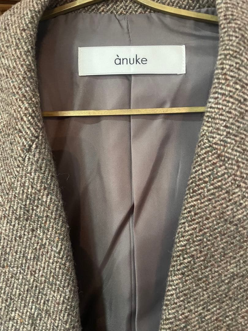 Anuke Herringbone Wool Jacket ベージュ