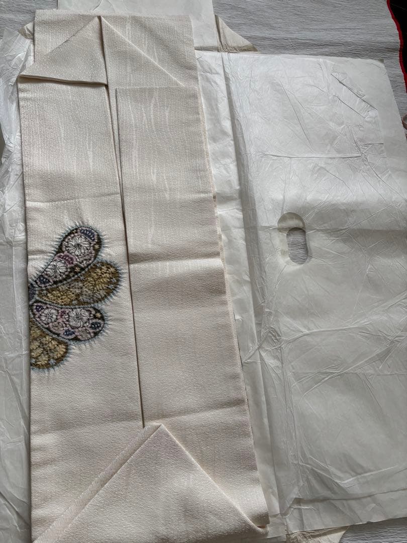 ☆ 正絹 名古屋帯 辻が花 絞り 白 長尺 ☆