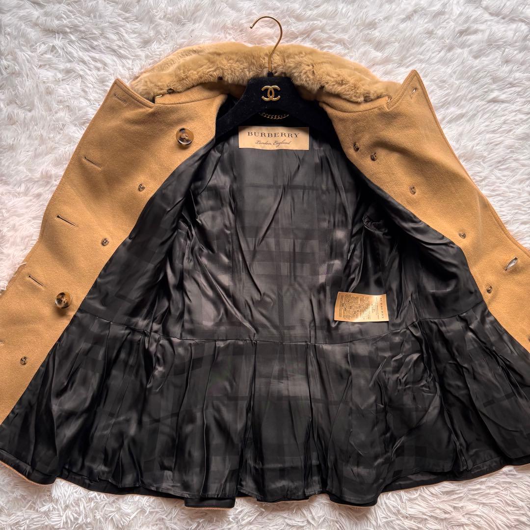 極美品　バーバリーロンドン　カシミヤ　ウール　ファー　コート　2way