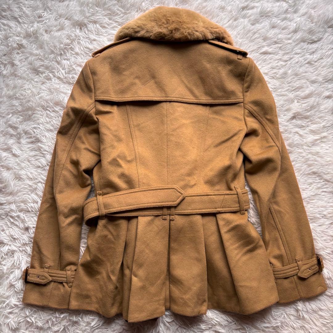 極美品　バーバリーロンドン　カシミヤ　ウール　ファー　コート　2way