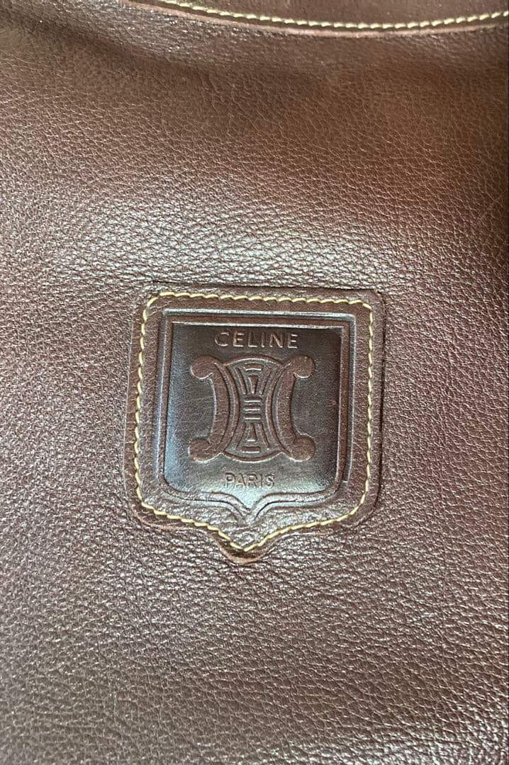 セリーヌ ダークブラウン レザー ショルダーバッグ