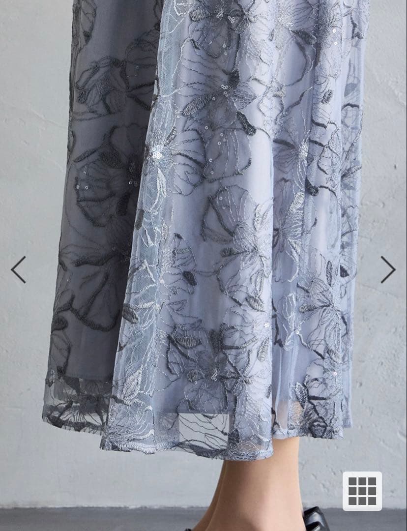 【AIMER】 ビオラモチーフスパンコール刺繍ドレス