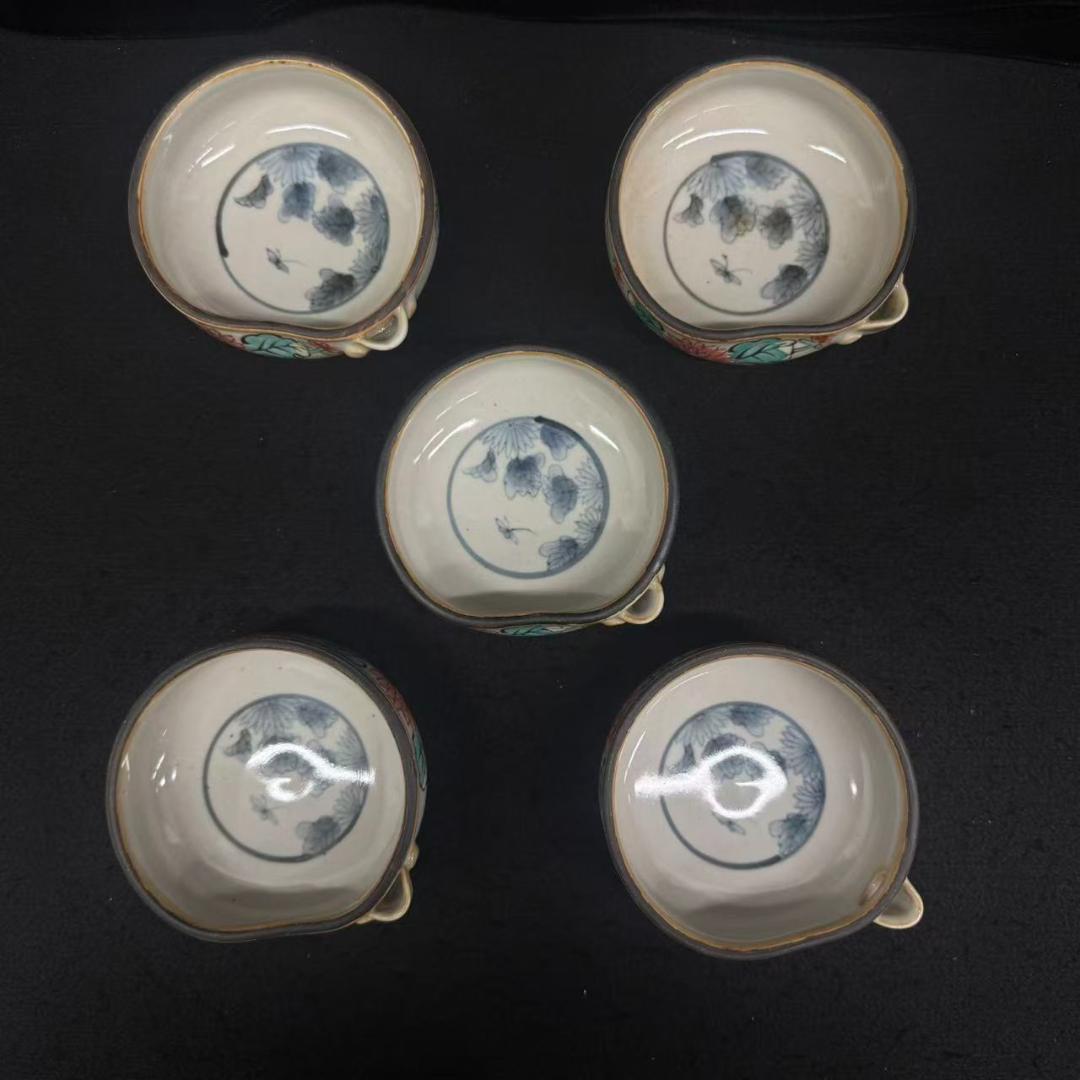 有田焼 佐藤走波 染錦 菊絵 小鉢　5客