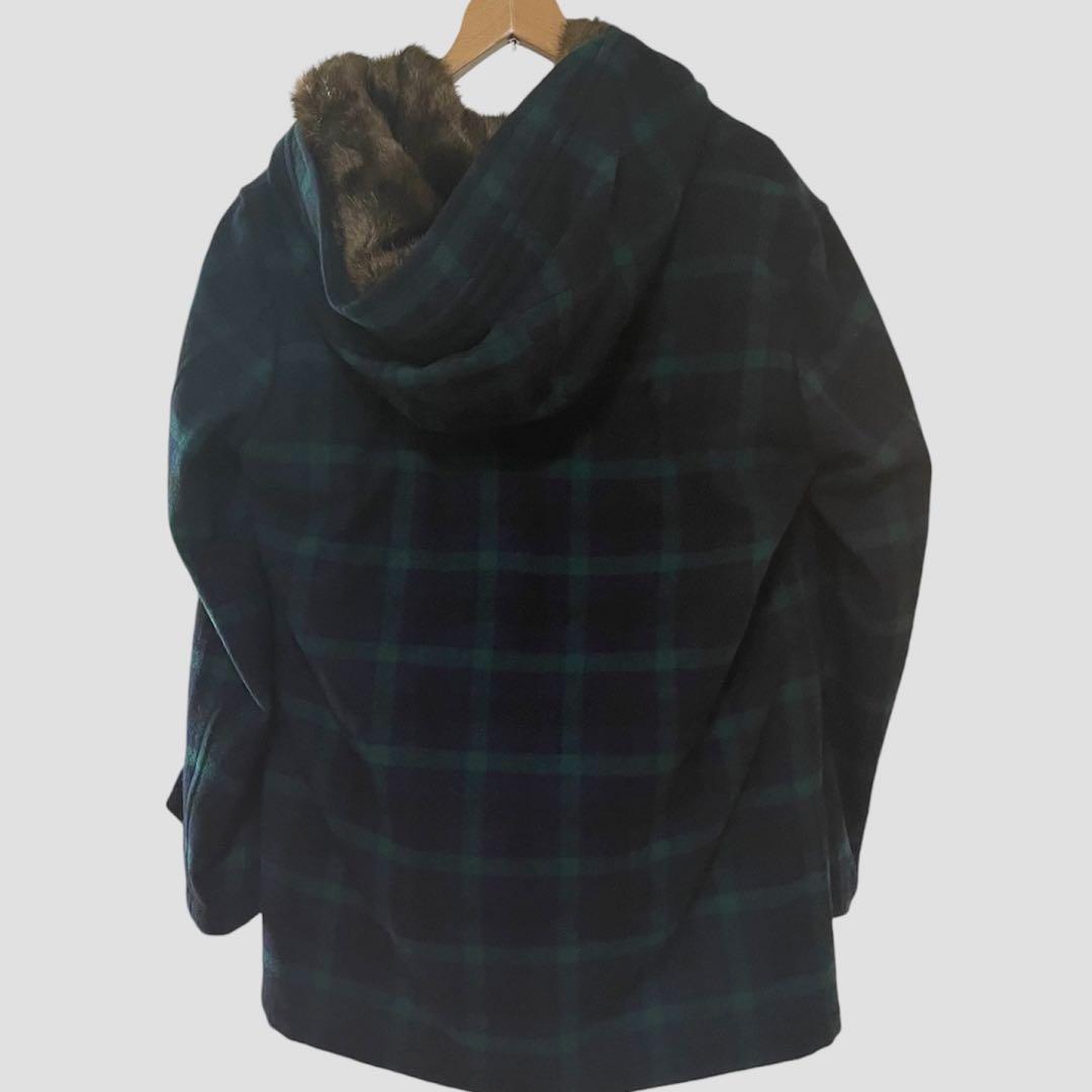 ブラックレーベルクレストブリッジ　美品　チェック　羊毛混　ファー　ライナー付き