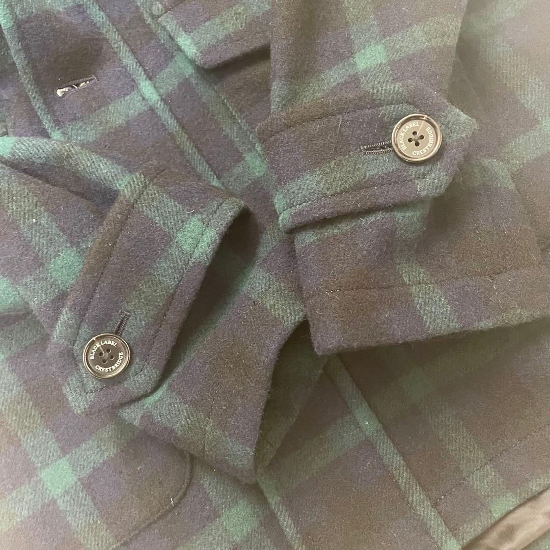 ブラックレーベルクレストブリッジ　美品　チェック　羊毛混　ファー　ライナー付き