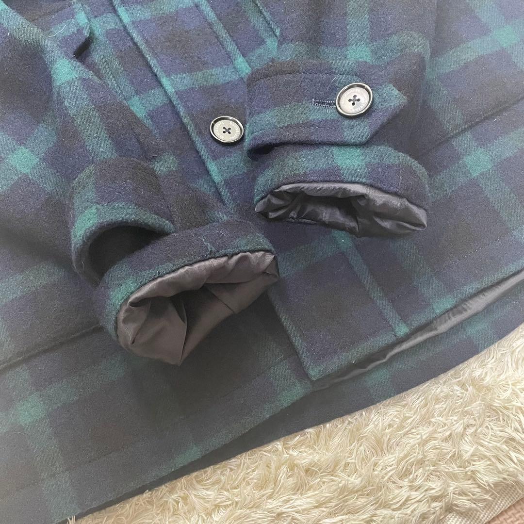 ブラックレーベルクレストブリッジ　美品　チェック　羊毛混　ファー　ライナー付き