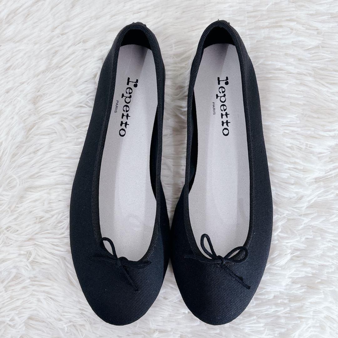 未使用級 レペット バレエシューズ リボン ブラック 黒