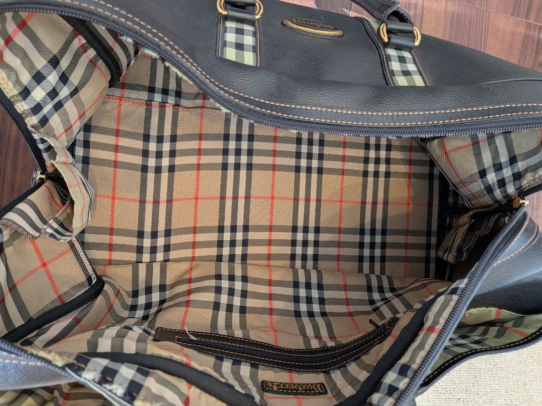 BURBERRY ノバチェック チェック柄 レザー ボストンバッグ 旅行バッグ
