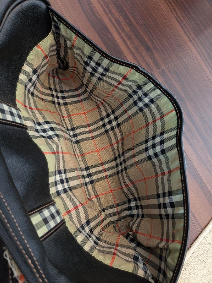 BURBERRY ノバチェック チェック柄 レザー ボストンバッグ 旅行バッグ