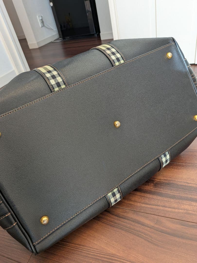 BURBERRY ノバチェック チェック柄 レザー ボストンバッグ 旅行バッグ