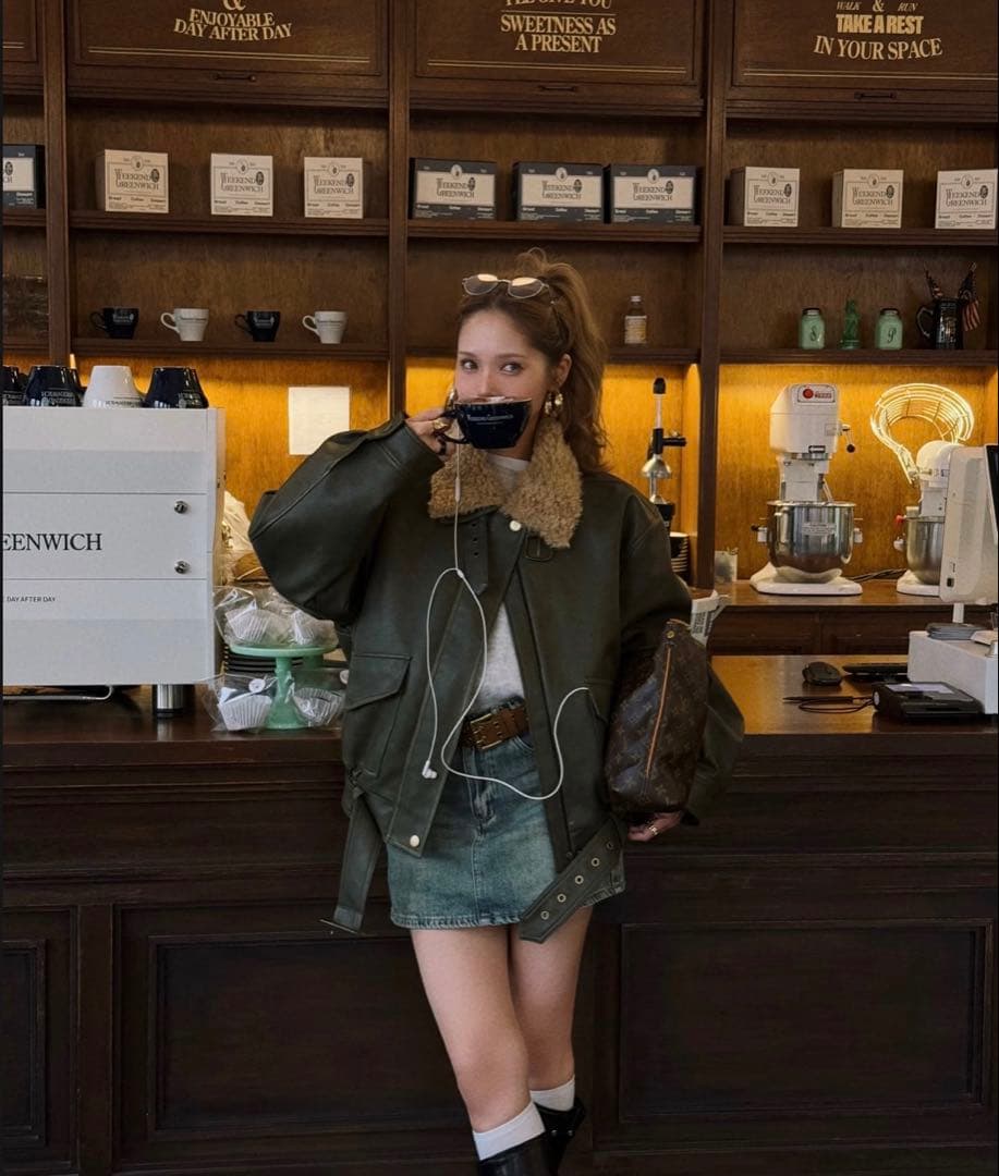 ジャケット・アウター Nalm. vintage leather jacket / khaki