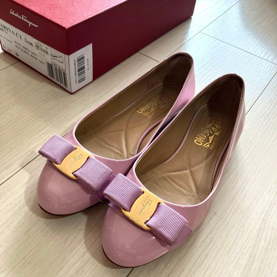 美品2度着　フェラガモ　ピンクバレーシューズ　6 (23.0cm〜23.5cm)