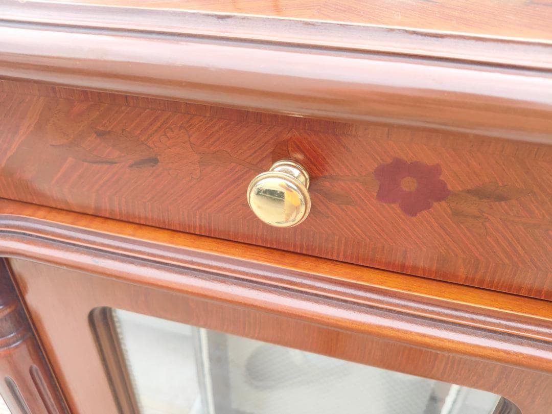 象嵌入り(イタリア製)コンソール☆ガラスショーケース☆コレクション収納(美品)