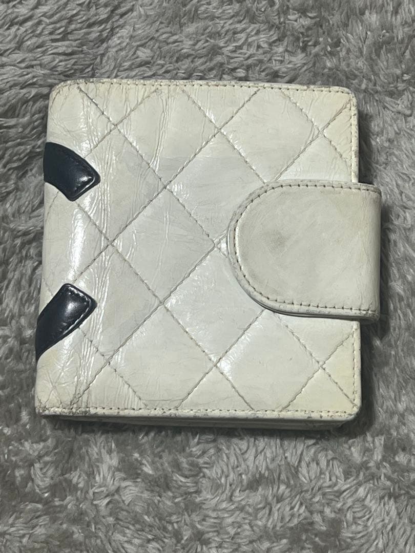 【HighBrandMaco】CHANEL二つ折り財布 ホワイト ブラック