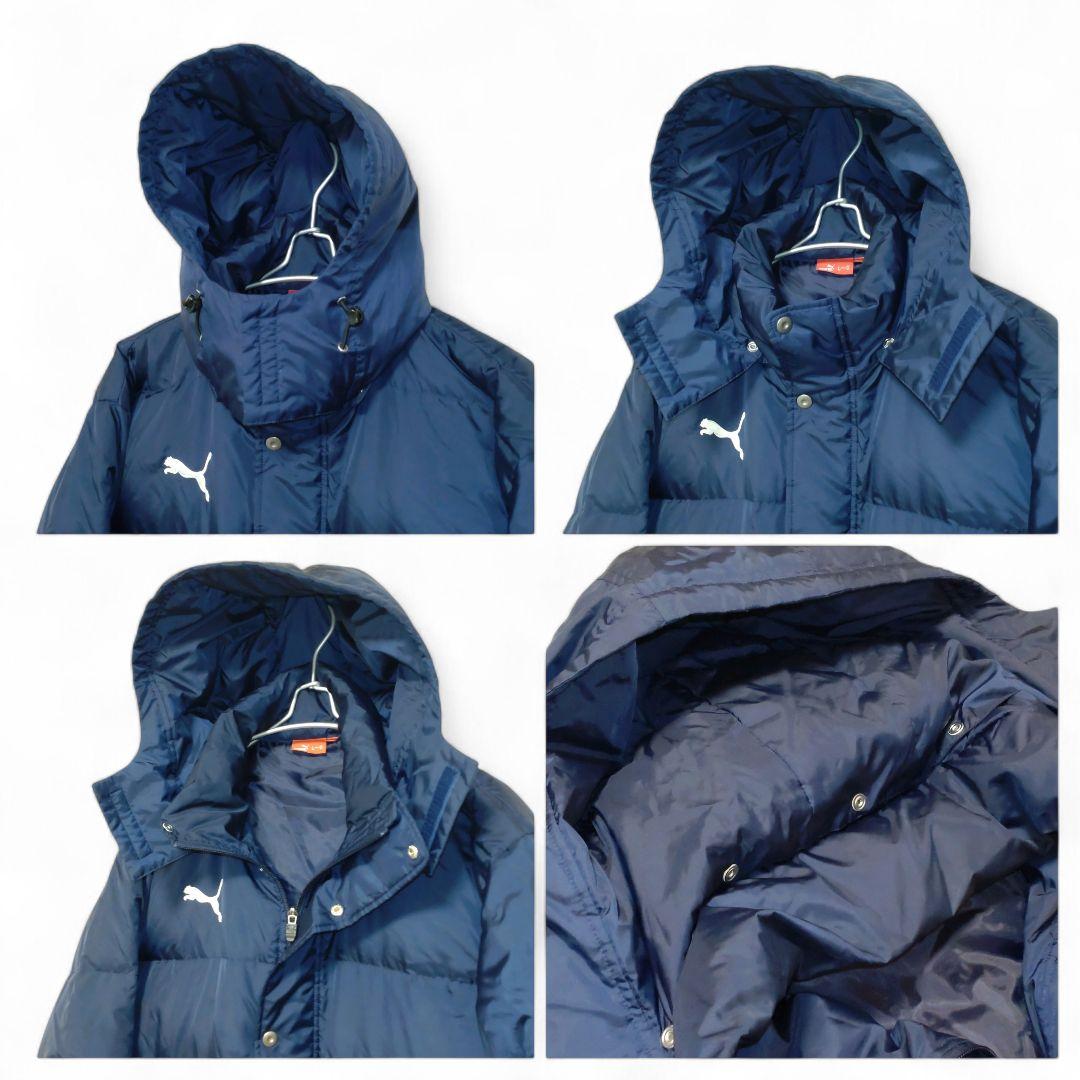 美品　プーマ　ロング ダウンコート　XLサイズ　フード付　ネイビー　防風　防寒